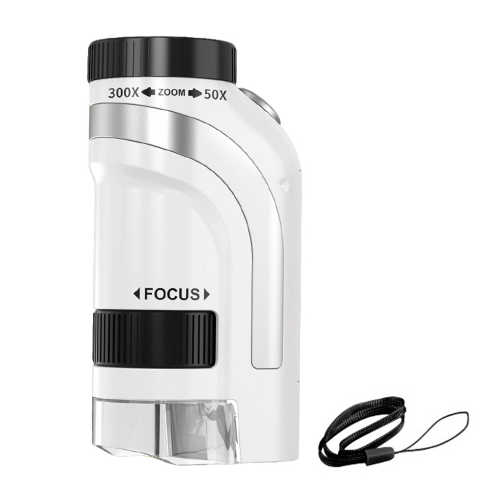 50X-300X Handheld Microscope with LED Lights Portable Pocket Zoom Silver
