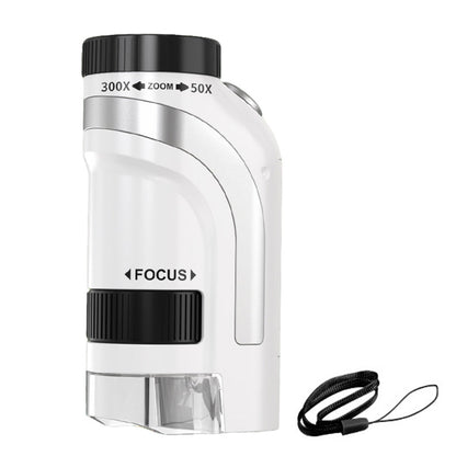 50X-300X Handheld Microscope with LED Lights Portable Pocket Zoom Silver