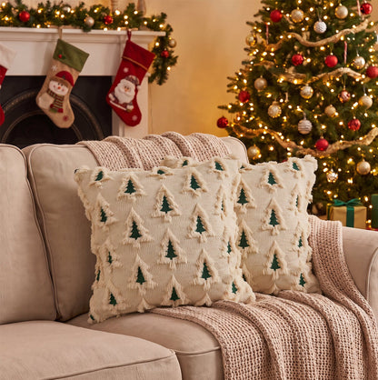 2 Pack 45x45cm Polyester Christmas Decorative Throw Pillow Covers - Green