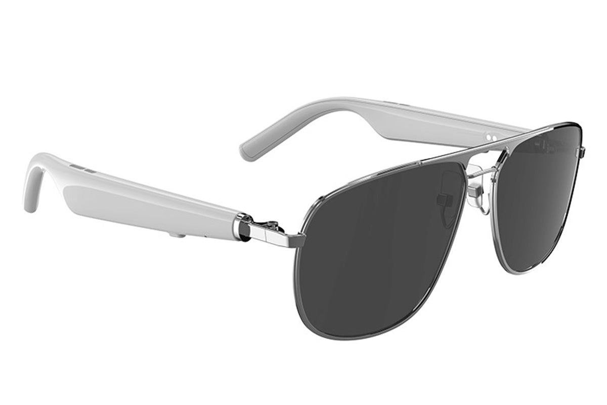 Smart Bluetooth Sunglasses Built-in Open Ear Music and Speaker for Men and Women -White