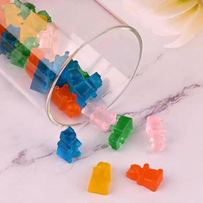 4Pcs Mini 50-Bears Silicone Mould Chocolate Fondant Gummy Animal Jelly Ice Cube Mold with 2 Droppers