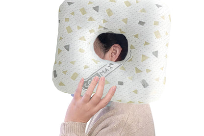 2Pcs Square Ear Piercing Pillow for Side Sleepers with Central Ear Hole-Grey