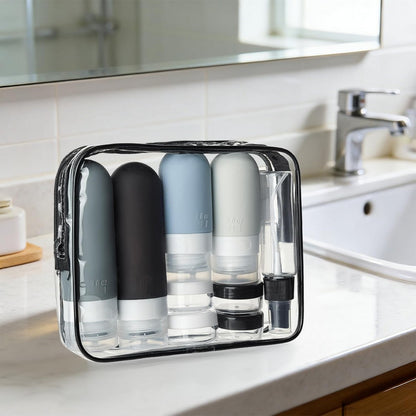 17Pcs Travel Bottles for Toiletries Silicone Travel Containers for Shampoo-Black