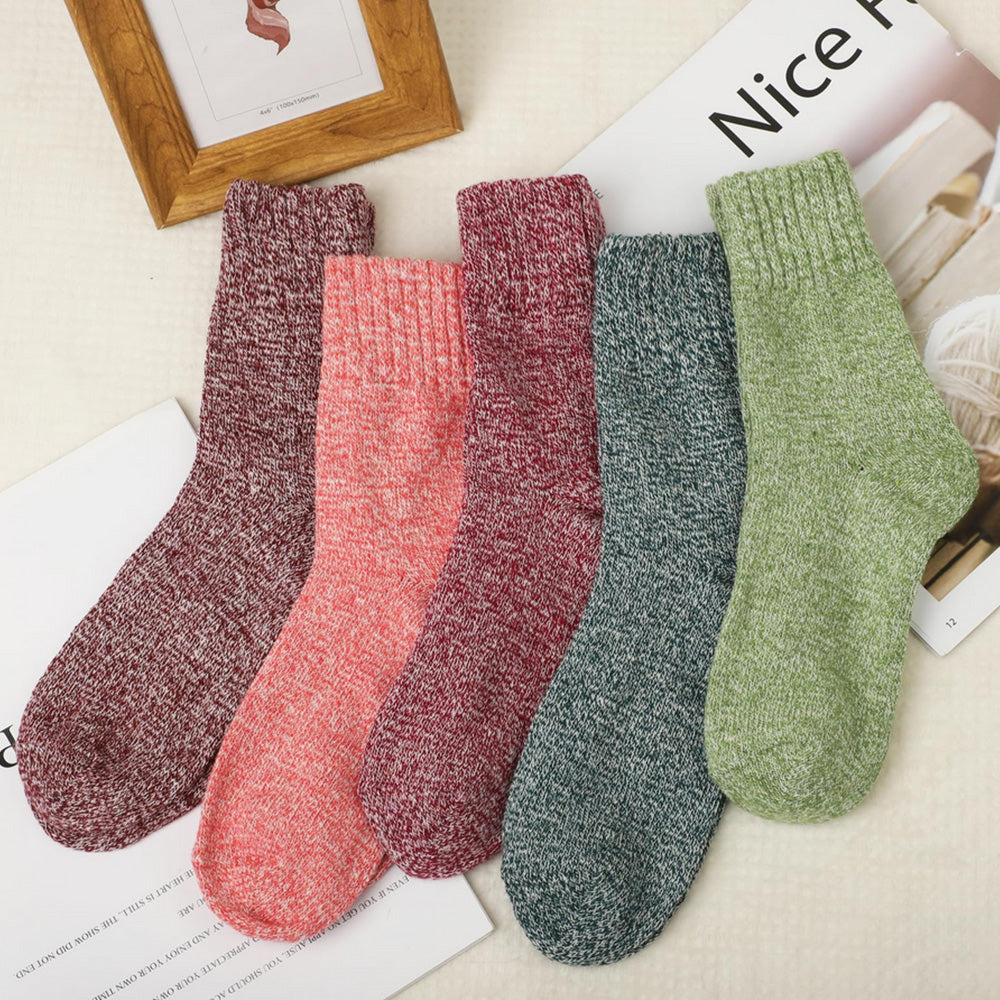 5 Pairs of Vintage Winter Socks Soft Warm Thick Crew Socks for Men Women Style 1