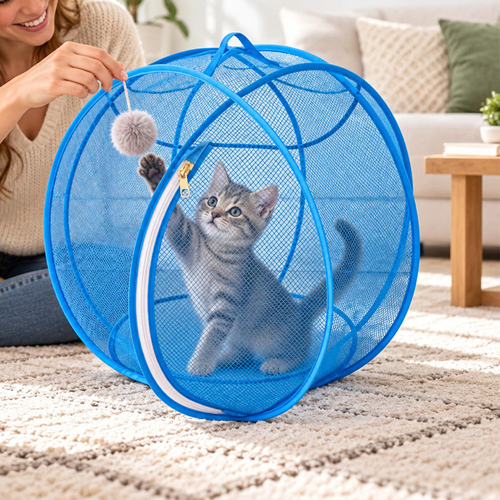 Cat Hamster Ball for Outside Rolling Cat Enclosure Pop Up Playpen - Blue