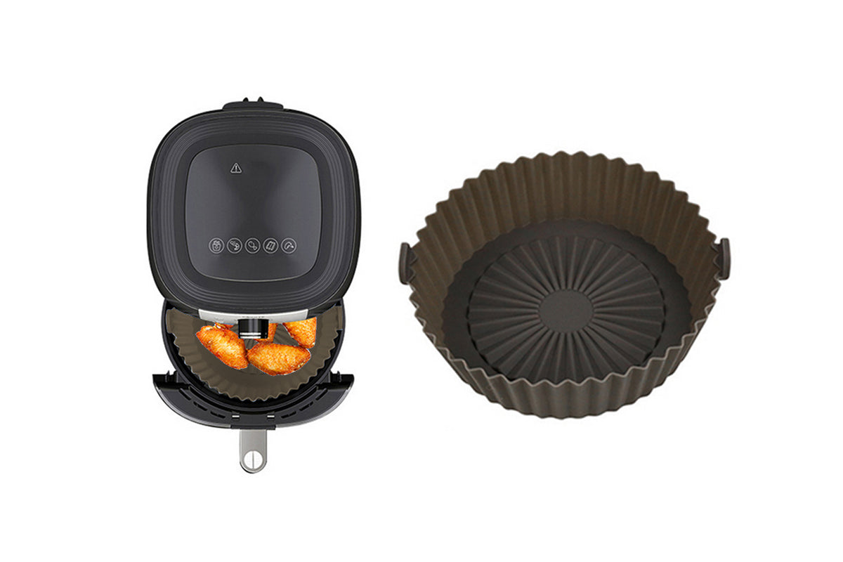 Square Silicone Air Fryer Liners Reusable Air Fryer Pot-Gray