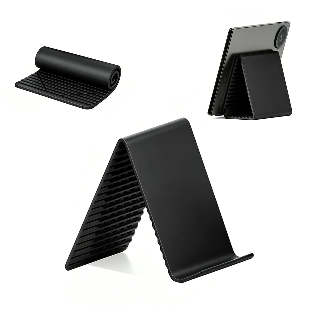 Portable Silicone Phone Stand Desk Holder for Office Travel Airplane-Black