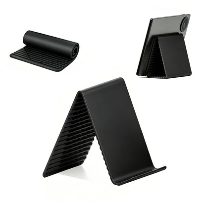 Portable Silicone Phone Stand Desk Holder for Office Travel Airplane-Black