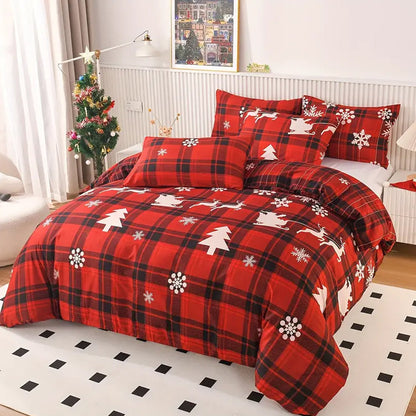 Christmas Bedding Set Quilt Cover Pillowcases Set Xmas Printed Bedding Christmas Decor Style 2