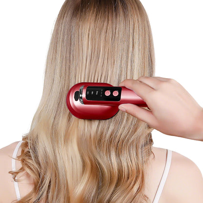 Wireless Electric Hair Comb with Vibration and Oil Mist Spray-Red