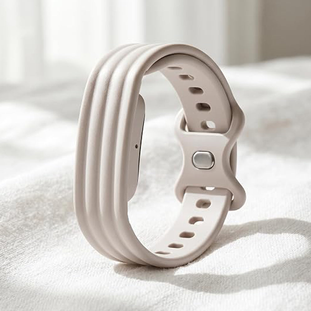 2 Piece Silicone Band Replacement for Google Fitbit Air- Black and Beige