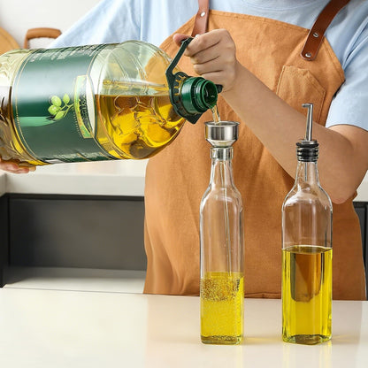 Glass Olive Oil Bottle Dispenser Oil And Vinegar Cruet With Pourers And Funnel -Clear