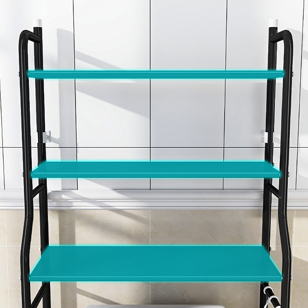 3 Tier Shelf Over Toilet Storage Rack With Paper Holder And Hooks-Black