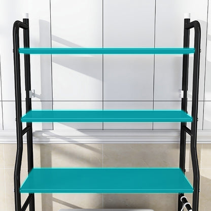 3 Tier Shelf Over Toilet Storage Rack With Paper Holder And Hooks-Black