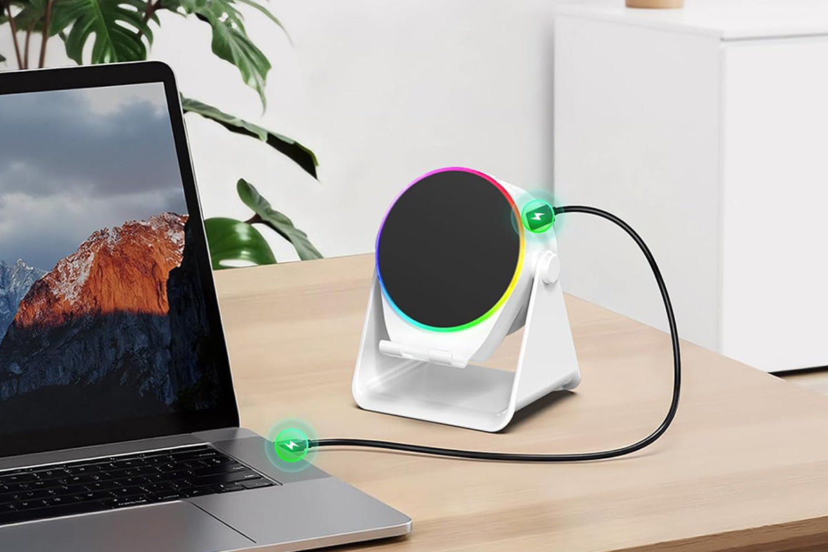 4 in 1 Wireless Speaker Bluetooth Speaker with 360 Adjustable Phone Holder-White