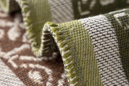 Heavy Rustic Table Runner Imitation Linen Braided Macrame Table Runner -Green