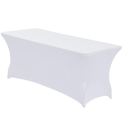 Rectangular Spandex Stretch Tablecloth for Wedding Party White