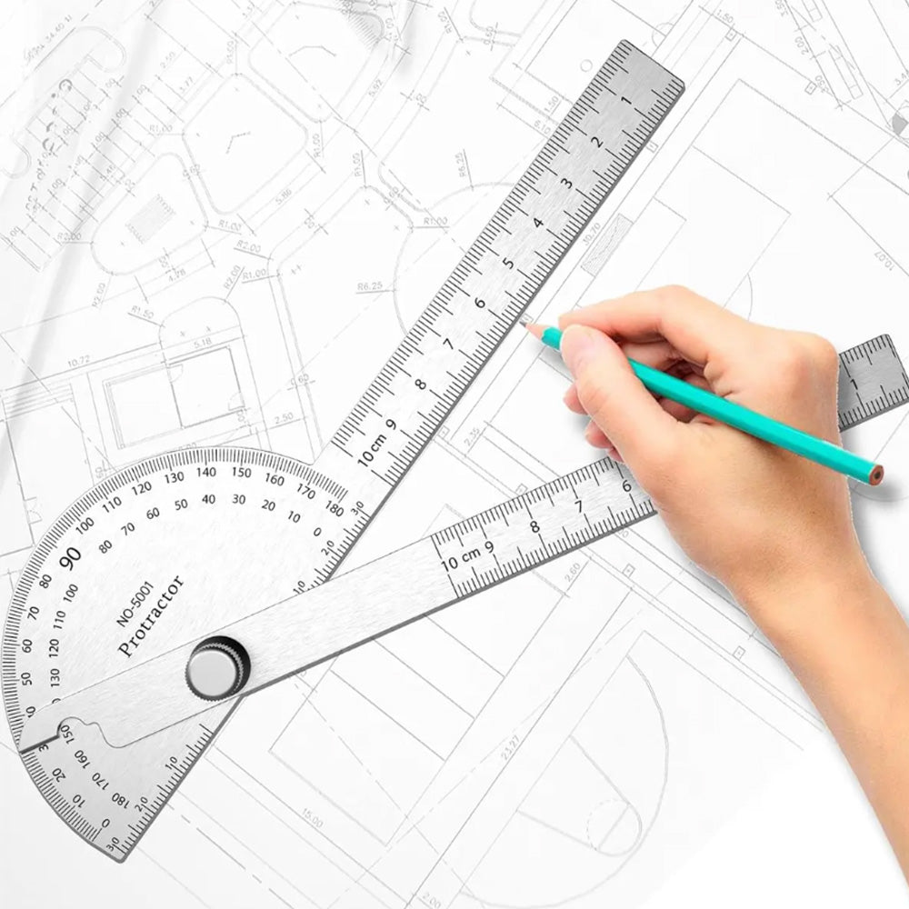 Stainless Steel Angle Protractor 0-180 Degree Gauge for Woodworking-Style 1