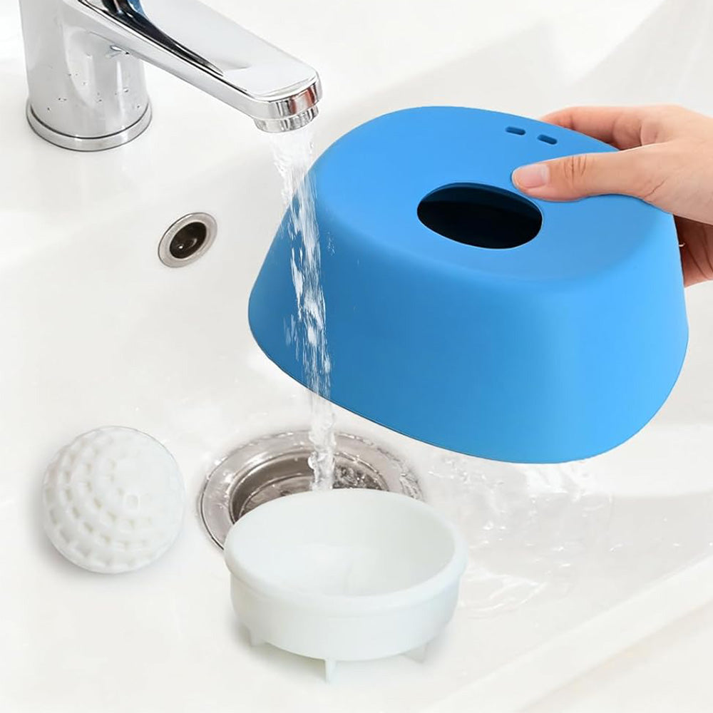 Slow Feeder Dog Bowls With Rolling Ball For Liquid Treat Training Bowl-Blue