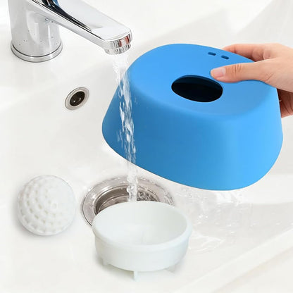 Slow Feeder Dog Bowls With Rolling Ball For Liquid Treat Training Bowl-Blue