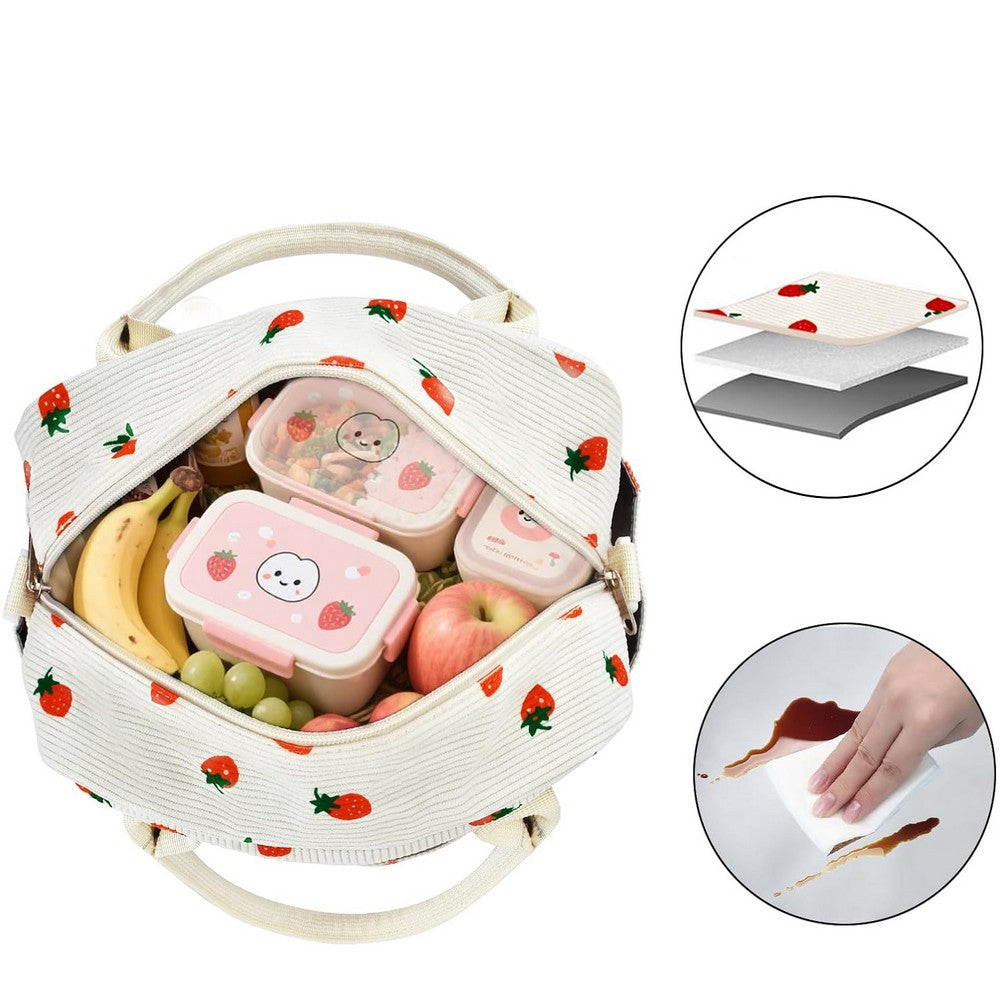 Insulated Lunch Bag for Women Tote Bags for Work Picnic-Strawberry