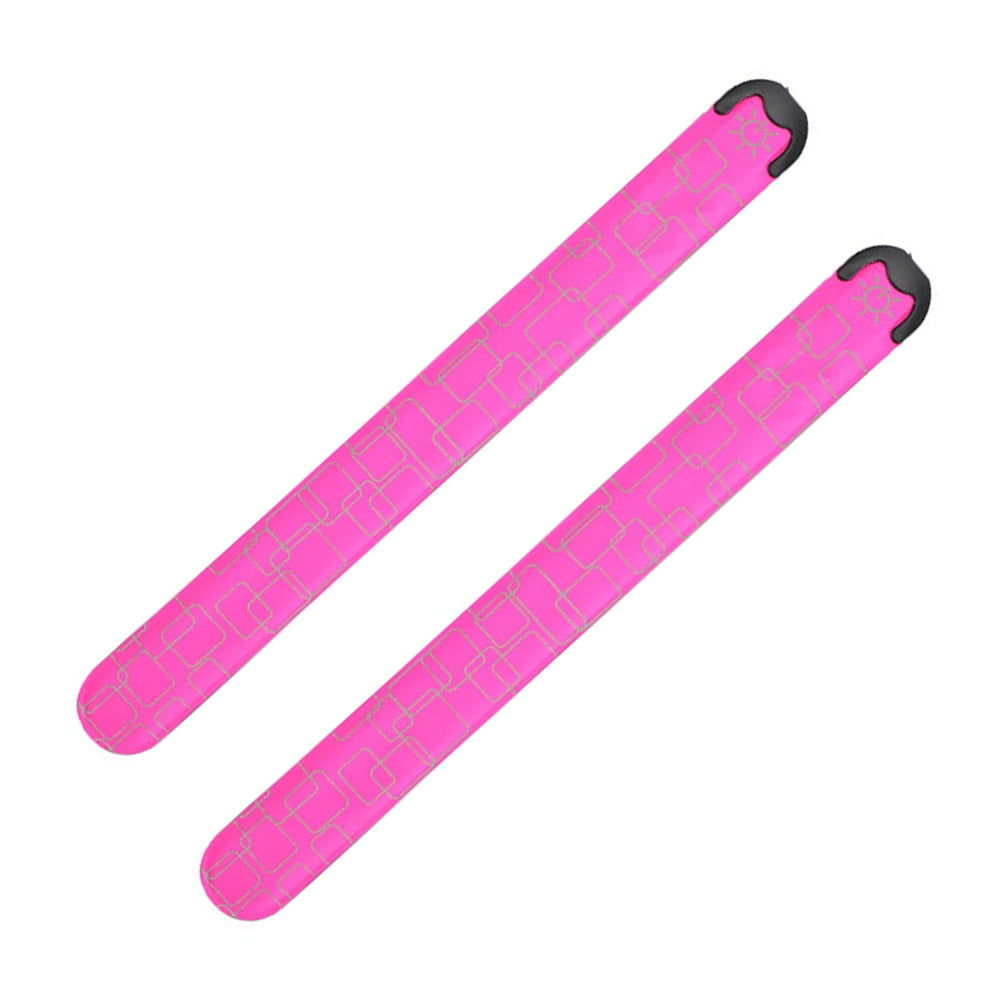 2Pcs Rechargeable LED Light-Up Armband Slap Bracelet Flashing Arm Wrist Bands for Night Running Cycling Pink