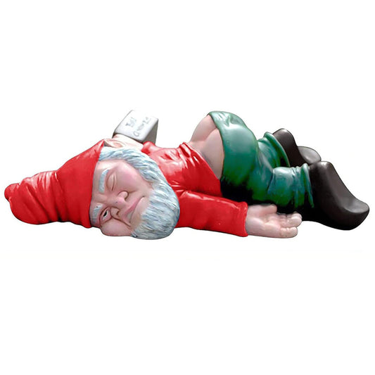 Funny Drunk Dwarf Figurine Garden Gnome Statue Patio Yard Lawn Ornament Decor Red