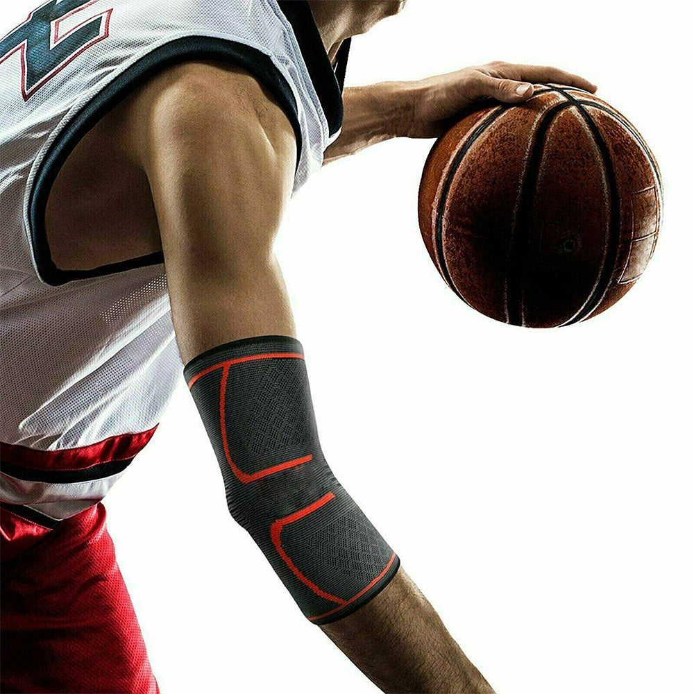 Pair of Elbow Compression Sleeve Elastic Arm Brace Support Wrap for Sports Red