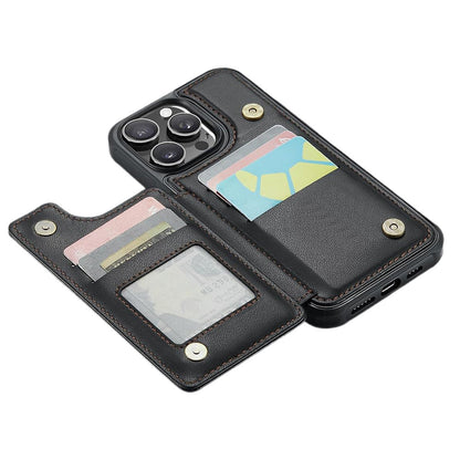 For iPhone 16 Series RFID Blocking Wallet Case with Card Holder Shockproof Phone Cover for Women Men Black