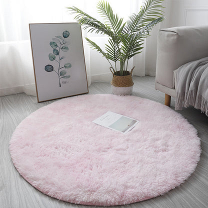 Round Plush Area Rug-Pink