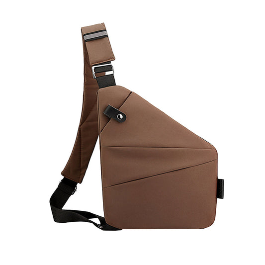 Men Anti-Theft Chest Pack Left Shoulder Sling Bag Travel Crossbody Bag Coffee