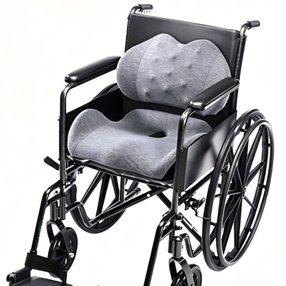 Memory Foam Seat Cushion Lumbar Support Pillow Chair Pad for Office Car-Grey