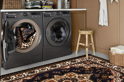 Vintage Boho Rug Non-Slip Floor Carpet - Brown