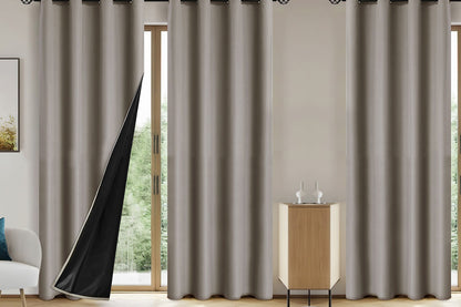 2 Pieces 100 Percent Blackout Curtain Panel - Khaki
