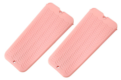 4 Pack Heat Resistant Silicone Pouch for Hair Styling Tools-Pink