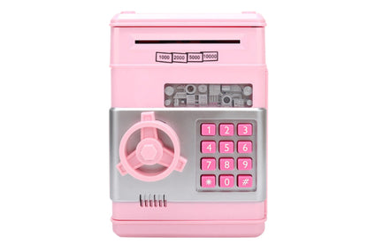 Electronic ATM Piggy Bank with Password Lock Money Coin Saving Box Toys for Little Ones Gifts -Light Pink