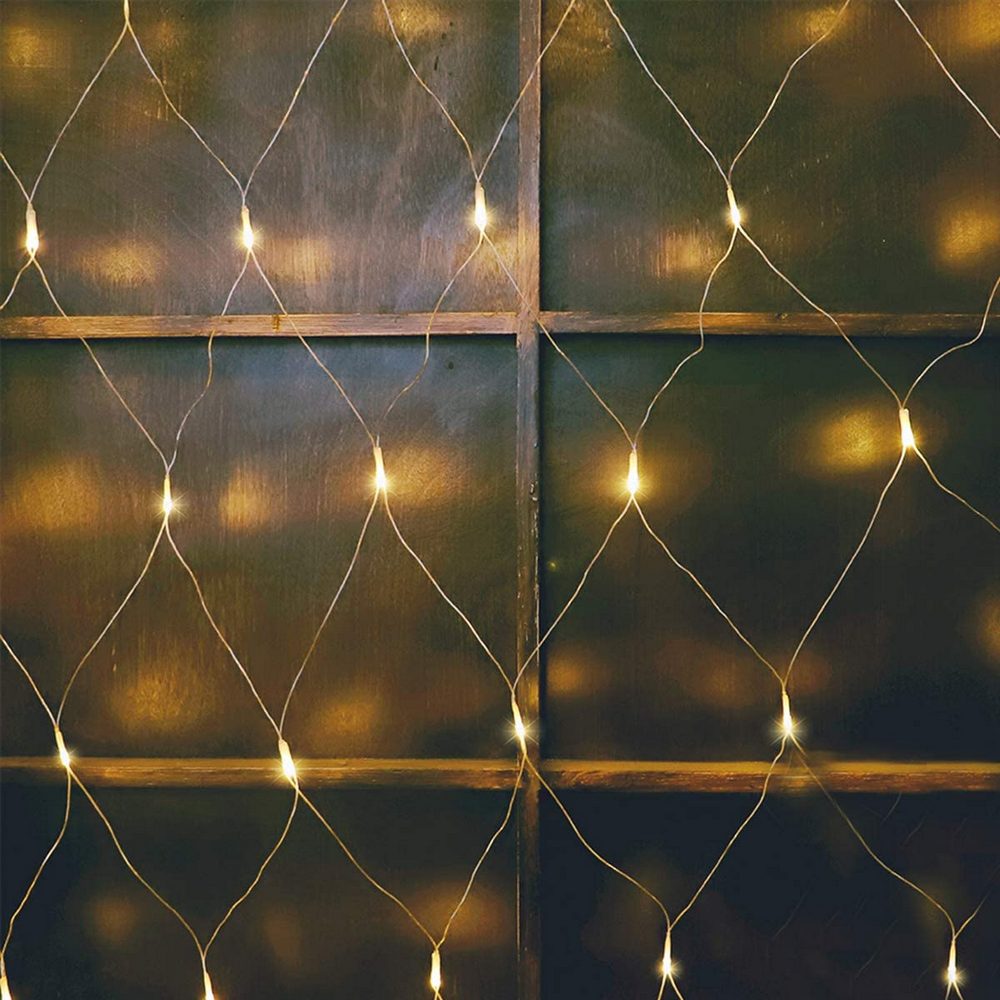 Net Lights Solar Power LED String Lights Christmas Mesh Light for Outdoor Bedroom Decoration-Yellow