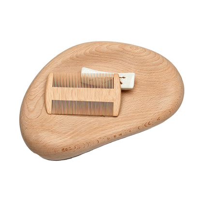 2PCS Double Sided Wooden Beard Comb-20 Teeth