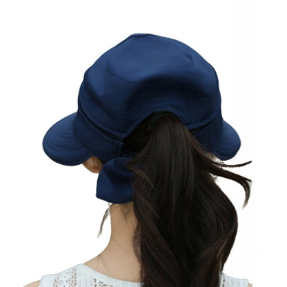 2 in 1 Detachable Zipper Wide Brim Sun Hat for Women - Navy