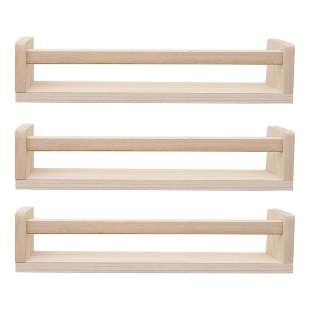3 Pack Floating Wall Mounted Book Display Shelves - Beige