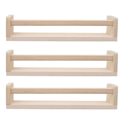 3 Pack Floating Wall Mounted Book Display Shelves - Beige
