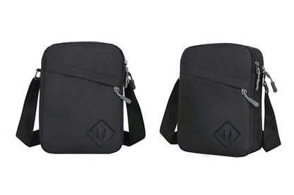 Men's Oxford Crossbody Shoulder Bag with Adjustable Strap and Multi-Pocket Messenger Design-Black