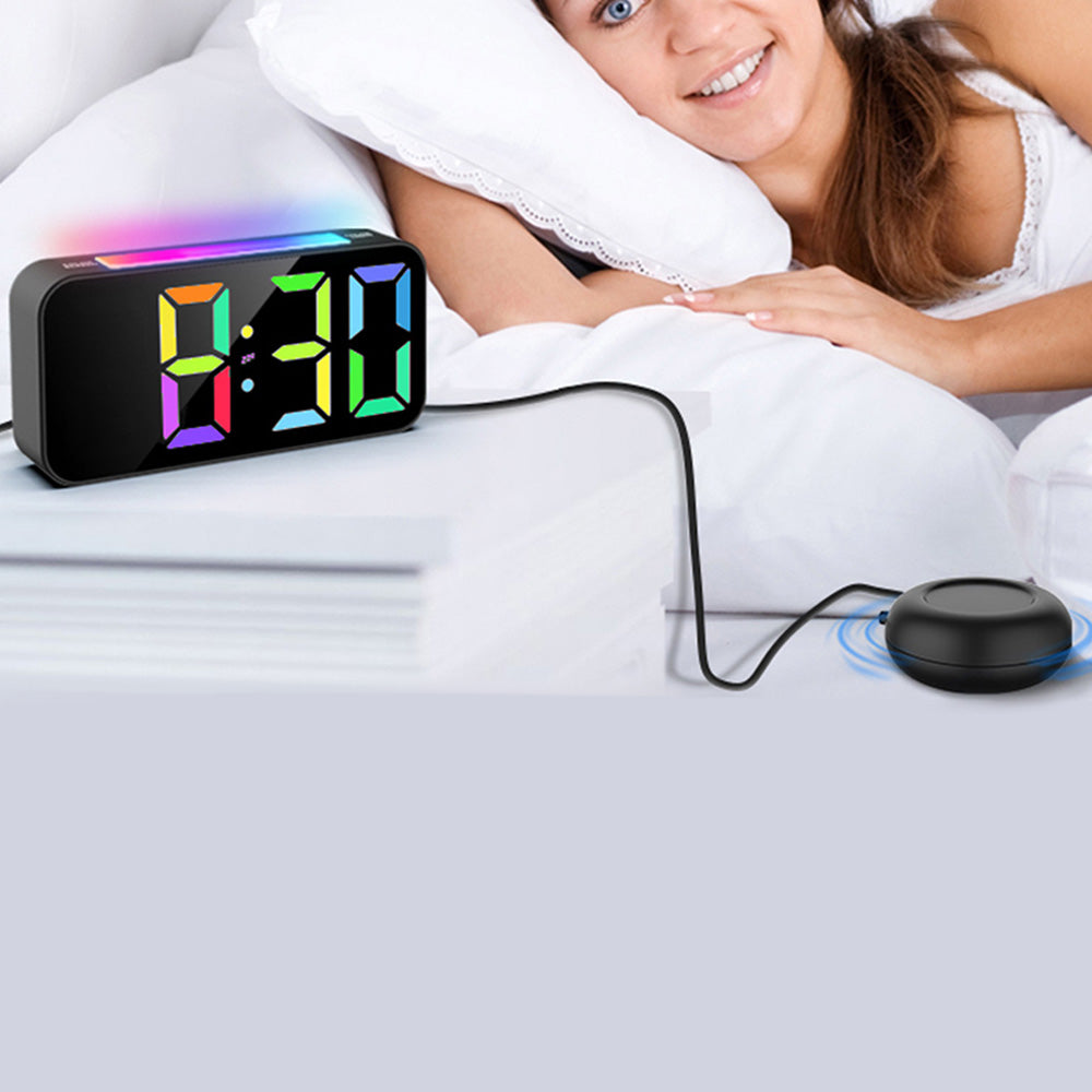 RGB LED Digital Alarm Clock with Night Light Adjustable Brightness and Volume for Heavy Sleepers