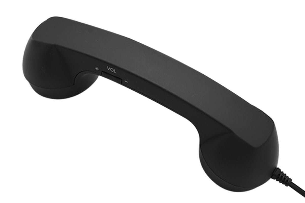 Retro Wired Handheld Telephone Handset with Microphone for Smartphones PC-Black