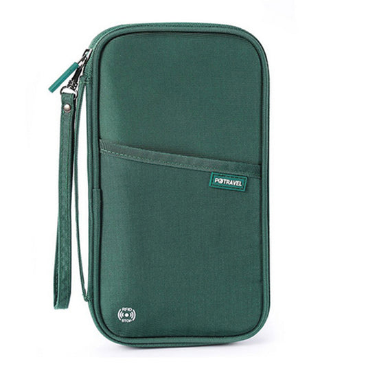 RFID Block Waterproof Travel Passport Credit ID Wallet Purse Case Blocking Document Organizer Bag Card Holder -Green