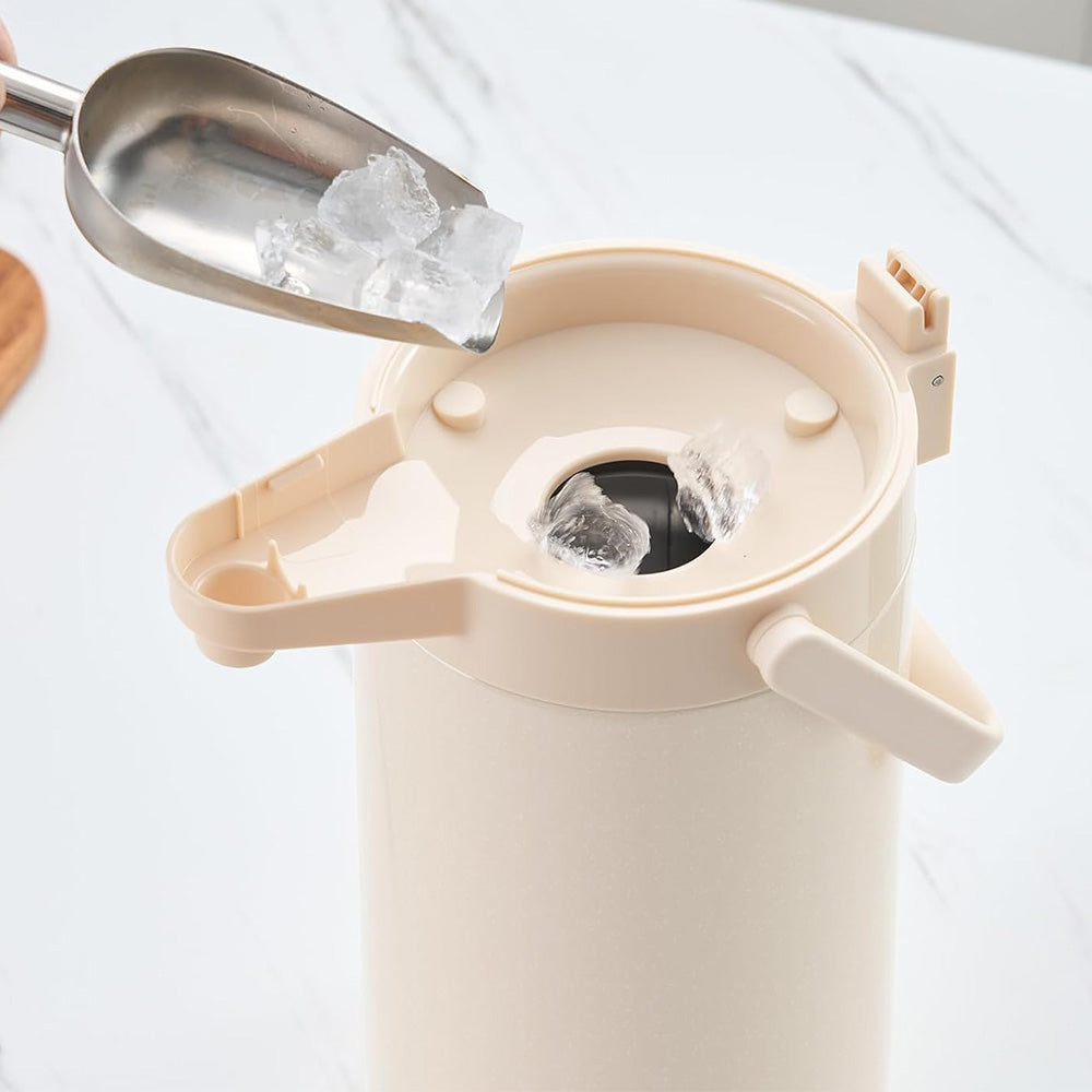 3L Stainless Steel Vacuum Insulated Water Dispenser Pump Flask Hot Cold Beverage Server-White