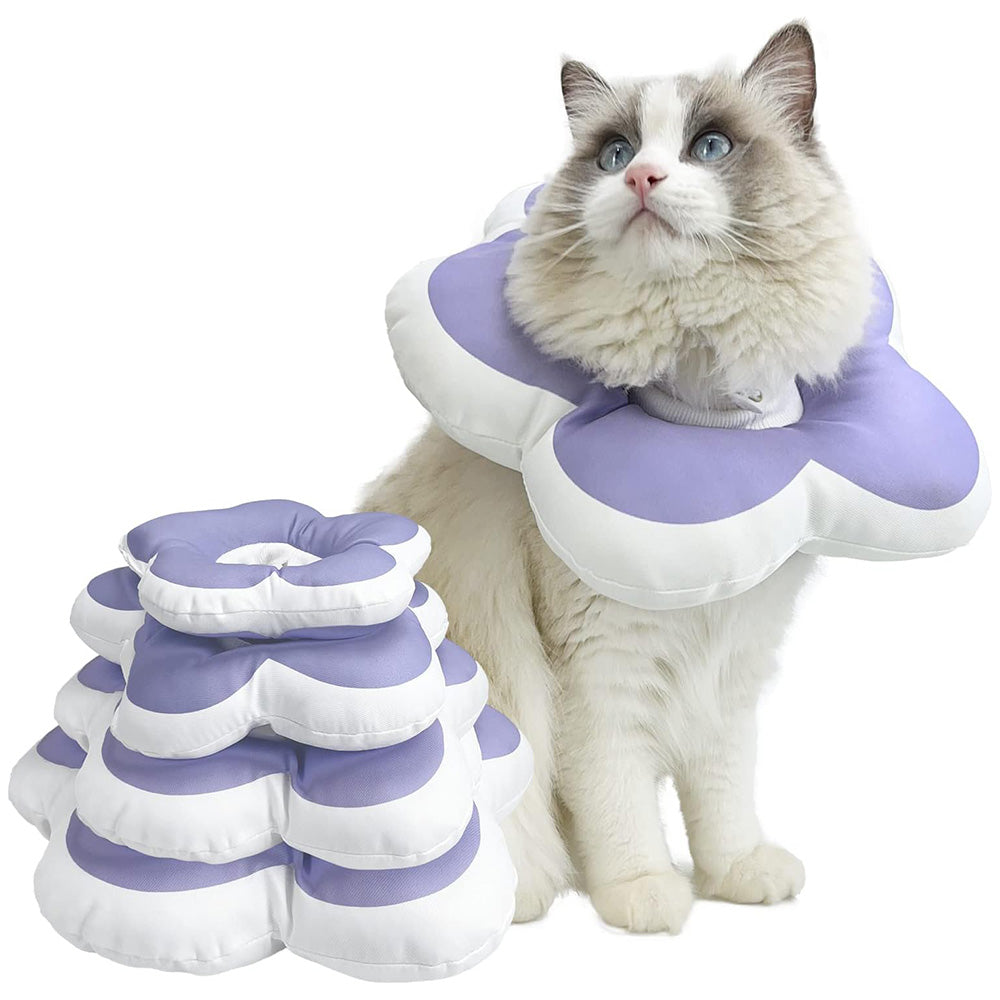 Cat Cone Collar Elizabethan Collar Anti-Bite Lick Cat Recovery Neck Collar Purple