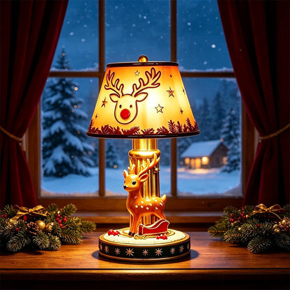 Christmas Table Lamp Vintage Resin Desk Light - Reindeer