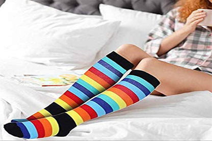 Compression Socks for Women & Men for Athletic Running Cycling-rainbow stripes