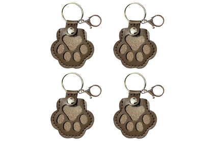 4Pcs Pet Paw Shaped Key Chain Pet Fur Key Chain Pet Memorial Gift Key Ring-Brown